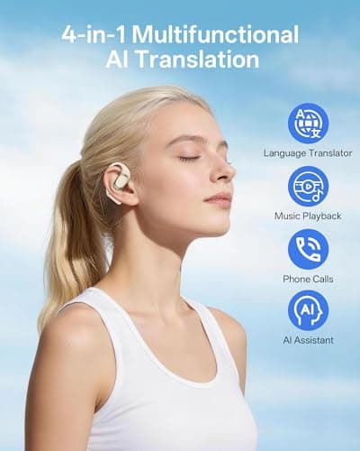 BeSing AI Translation Earbuds Real Time, 4-in-1 Open Ear Headphones for Travel/Music/Business, 178 Languages Translator Earbuds, Audifonos Traductores Inglés Español, IPX7, Clear Calls, 50H Playtime - Thumbnail 3