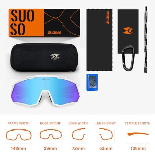 suoso Polarized Sports Sunglasses-Men-Women Cycling-Sunglasses: UV400 Wrap Around Running Sun Glasses for Baseball Fishing - Thumbnail 6