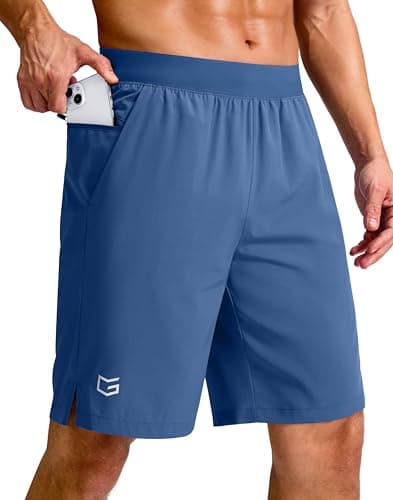 G Gradual Men's Athletic Running Shorts 7"/5"/9" Zipper Pocket Lightweight Workout Gym Quick Dry Shorts Basketball Hiking, 9", Dust Blue, 3X-Large - Image 1