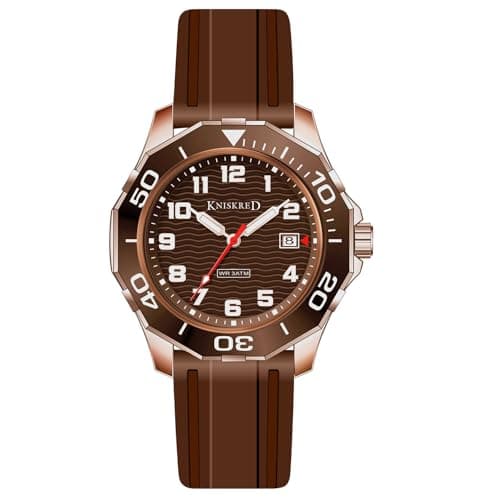 KNISKRED Sports Watch for Men with Easy Read Dial and Stainless Steel Band or Silicone Band Water Resistant (Brown Rosegold)