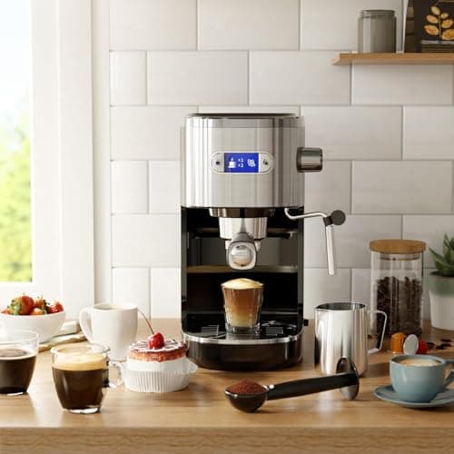 Kismile 20-Bar Espresso Machines,Semi-Automatic Espresso Machines with Milk Frother Steam Wand and Capsule Compatible,Professional Makers with Removable Water Tank for Latte &Cappuccino(BLACK) - Thumbnail 6