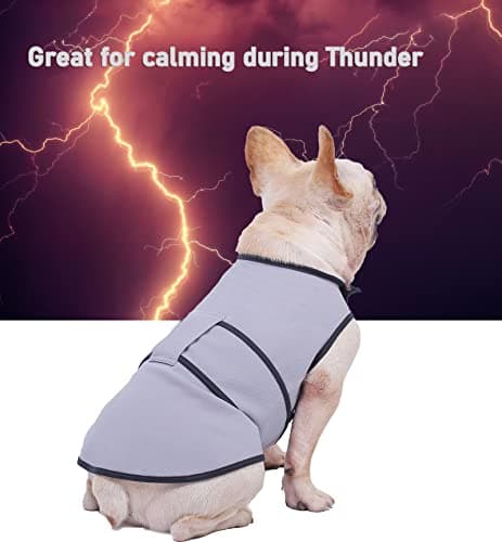 Sychien Dog Anxiety Jacket,Dog's Thunder Calming Shirt Wrap Vest for Medium Dogs,Travel, Fireworks, Separation, Bluish Grey M - Thumbnail 6