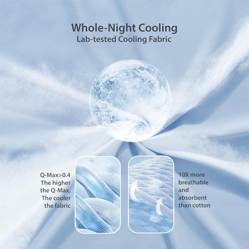 Regency Heights Queen Sheet Sets 3 Piece, Cooling Spandex, Fade Resistant Fitted Sheet & Pillowcases, All Elastic Fits Up to 15" Mattress, Breathable & Moisture-Wicking for Hot Sleepers, Ice Blue - Thumbnail 3