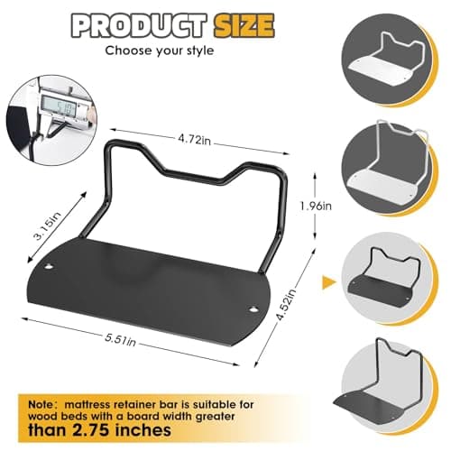 Mdkave Mattress Slide Stopper,Mattress Retainer Bar,Mattress Retainer Bar for Adjustable Bed,Wider Taller Non Slip Mattress Gripper,Anti Mattress Slide for Most Soft Bed(Black,1.96" H,2 Pack) - Thumbnail 2