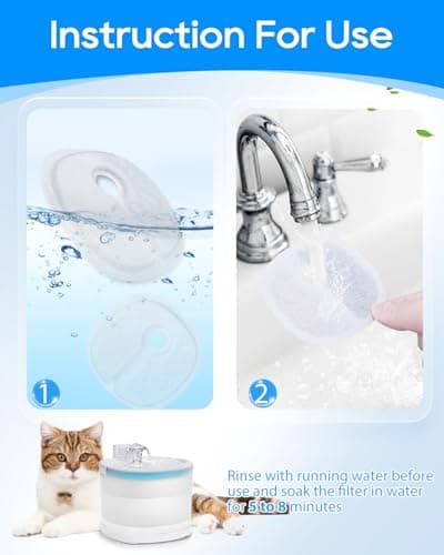 Cunina 6 PACK Cat Fountain Filter Replacement Kit Fit for 2L/67oz E1 and E1+ Automatic Cat Water Dispenser Wireless Pet Fountain, Keeping Pet Water Clean - Thumbnail 6