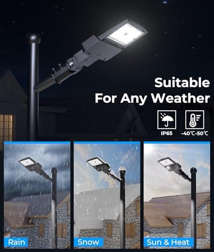 DeerTalk LED Parking Lot Light - LED Street Light 150W 0-10V Dimmable Dusk to Dawn Photocell Pole IP65 Waterproof Mounted Led Street Lights Outdoor for Parking Lot & Stadium - Thumbnail 5
