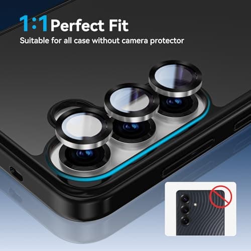 HelloDeere for Samsung Galaxy S25 Camera Lens Protector, Easy Installation, Perfect Fit, 9H Shatterproof Tempered Glass with Aluminum Metal Circle Camera Protector, Case Friendly, Silver Shadow - Thumbnail 6