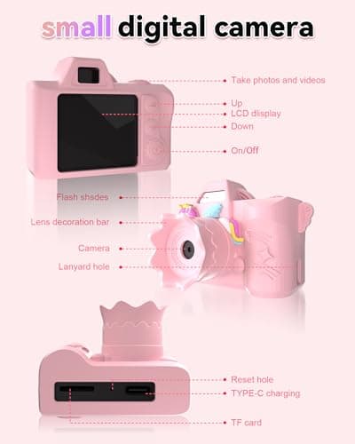 Kids Camera Toys, 1080P HD Toddler Digital Camera,Surround Soft Shell, Mini Camera for 3 4 5 6 7 8 9 Year Old Boys Girls, Christmas Birthday Festival Gift for Kids,with 32GB SD Card - Thumbnail 6