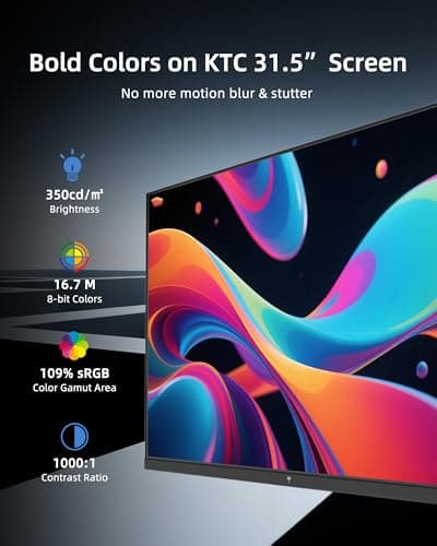KTC 32 Inch Computer Monitor 2K - 1440P IPS Monitor 120Hz, Adaptive Sync, 109% sRGB, HDR10, Eye Care, HDMI Displayport, Tilt, VESA Compatible, 100Hz PC Monitors for Home Office Gaming, White, H32D6 - Thumbnail 5