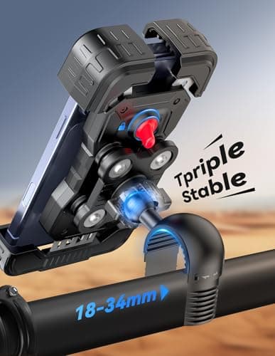 TECKNET Anti-Shake Motorcycle Phone Mount, Dual Vibration Dampener Bike Phone Holder for iPhone 17/16/15/14/13 Series & 4.7–6.8" Phones, Handlebar Cell Phone Holder for Motorcycle/Bicycle/Scooter - Thumbnail 6