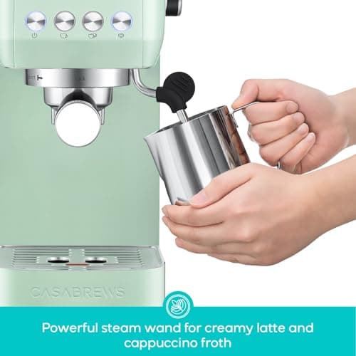 CASABREWS 3700 Essential 20 Bar Espresso Machine, Compact Coffee Maker with Steam Frother, Cappuccino & Latte Maker for Home, 43.9oz Water Tank, Pastel Green - Thumbnail 4