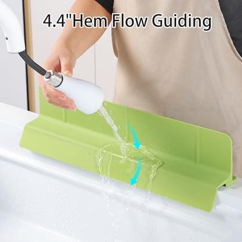 18" Upgraded Silicone Sink Splash Guard Released in 2026,Self-Draining Water Splash Guard for Kitchen Sink,Bathroom and Kitchen Island,with 3.5" High Splash Guard & 6 Strong Suction Cup (Green) - Thumbnail 5