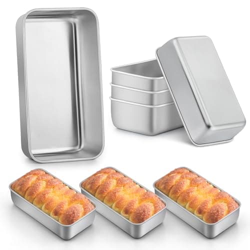 LIANYU Loaf Pans 9x5 Inch, 8 Pack Bread Pans for Baking, Stainless Steel Baking Pans, Loaf Tins for Homemade Bread Brownies and Pound Cakes, Dishwasher Safe - Image 1
