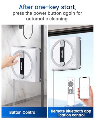 COTIAR Window Cleaning Robot, Automatic Window Cleaner with Remote Control, 6 Cleaning Modes, Edge Detection, Anti-Fall Safety System, for High-Rise Windows, Glass Doors, Mirrors, Tiles (White) - Thumbnail 5