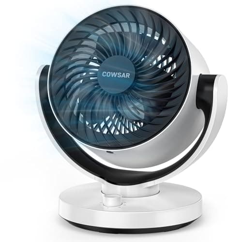 COWSAR Fan for Bedroom, 11 Inch Quiet Table Fan, Desk Air Circulator Fan for Whole Room, 90° Vertical Manual and 80° Oscillating Auto, 3 Speeds for Home, Office, Kitchen