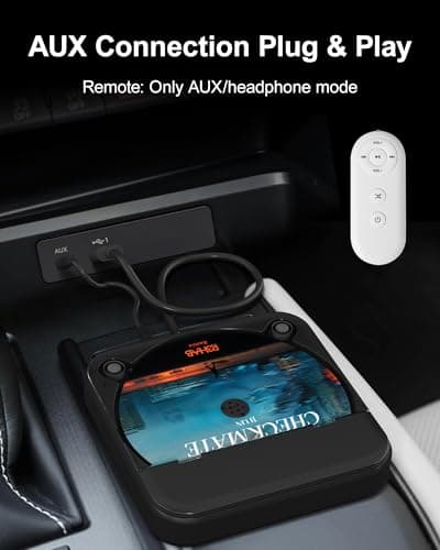 ENVYCLOUD Portable Car CD Player with USB/AUX Port,External CD Player Compatible with Car Radio Stereo, Laptop, TV, Computer,Universal for Vehicle with Adapter (Black) - Thumbnail 5