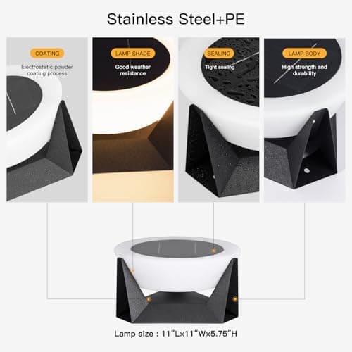 MVBT 11.8" Solar Post Lights, Solar Pillar Lights Outdoor Waterproof, Dusk to Dawn Column Lights Outside, Outdoor Lanterns Solar Column Lamp, Round Modern Post Light for Patio Deck Yard Pool Posts - Thumbnail 3