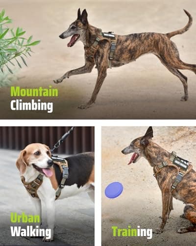 Tactical Dog Harness No-Pull Military Vest for Medium & Large Dogs, Adjustable Reflective Escape-Proof Vest with MOLLE System, Handle Control for Training, Walking, Outdoor – Camo - Thumbnail 6