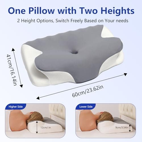 Cervical Neck Pillow for Neck Pain Relief, Ergonomic Contour Orthopedic Cooling Odorless Memory Foam Pillow, High-Density Slow Rebound, Support Side Back Stomach Sleepers with Washable Pillowcase - Thumbnail 4