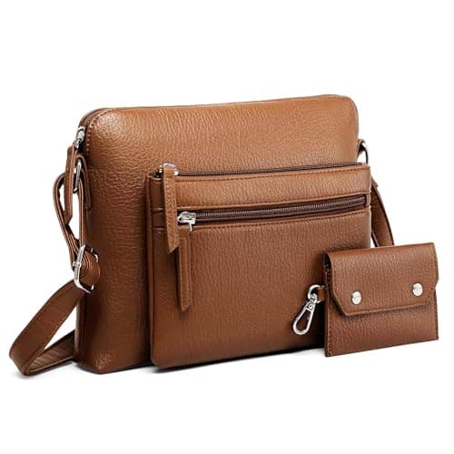 Goinsound Crossbody Purses for Women Small Organizer Crossbody Bags for Women Built in RFID Wallet Brown - Image 1