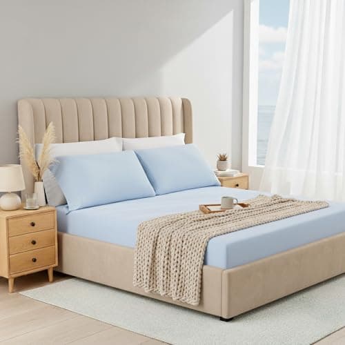Regency Heights King Sheet Sets 3 Piece, Cooling Spandex Sheet,Fade Resistant Fitted Sheet & Pillowcases, All Elastic Fits Up to 15" Mattress, Breathable & Moisture-Wicking for Hot Sleepers, Ice Blue - Image 1