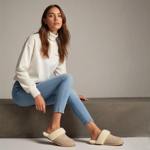 IPSAE House Slippers for Woman Fuzzy Bedroom Slip-on Slippers Scuff Soft Memory Foam Shoes Indoor - Thumbnail 2