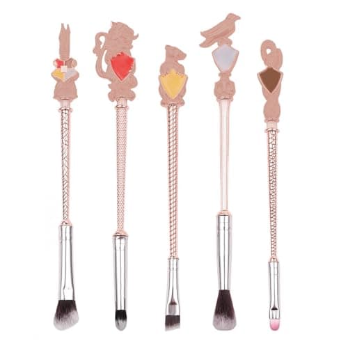 Harry Makeup Brushes Set,Pottter Magical Gift Box for Women Girls,Christmas Birthday Gifts for Kids,Eye Shadow Eyeliner Blending Lip Brush (Rose Gold set-5 pcs) - Image 1
