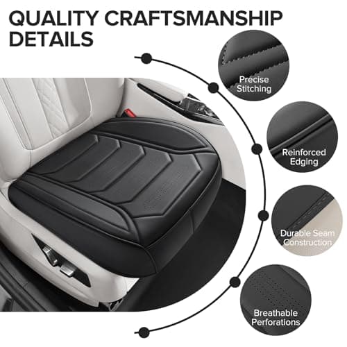 CAPITAUTO 2 Pack Bottom Car Seat Cover, Dual Storage Pockets Luxury Faux Leather Front Seat Covers for Cars, Super Breathable, Anti-Slip, Full Wrapping Edge - Fit for Most Sedans SUV Trucks (Black) - Thumbnail 3