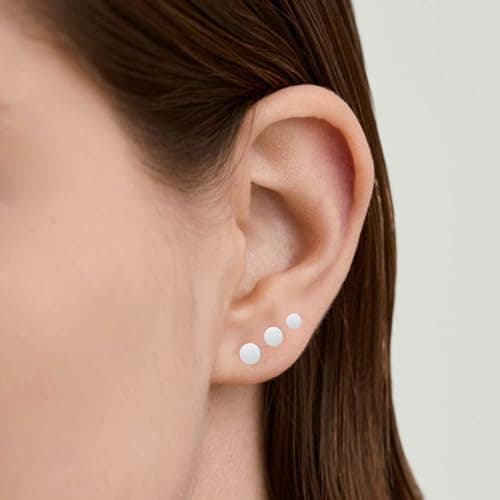 BOGKU 3 Pairs Titanium Stud Earrings for Women Hypoallergenic Nickel Free Silver Dot Flat Cartilage Earrings for Sensitive Ears Classic Dainty Men Earring Studs - Thumbnail 3