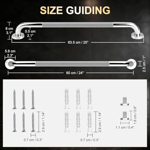 supregear Grab Bars for Bathtubs and Showers, Anti Slip Bathroom Grab Bars for Seniors, 304 Stainless Steel Safety Shower Handle, Toilet Handicap Elderly Assist Bathroom Wall Handle, 24 inch - Thumbnail 3