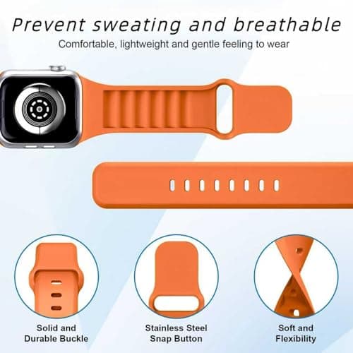 8 Pack Sport Bands Compatible with Apple Watch Bands 40mm 38mm 41mm 42mm 44mm 45mm 49mm 46mm for Women Men,Silicone Waterproof Strap for iWatch Apple Watch Series11 10 9 Ultra 8 7 6 5 4 3 2 1 SE - Thumbnail 2