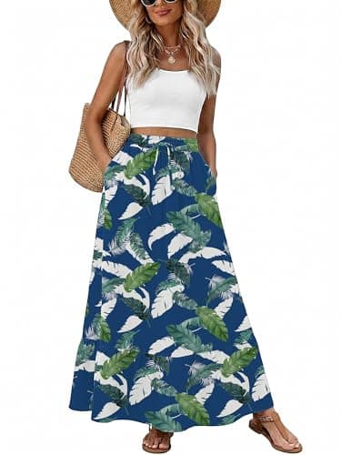 Heymoments Maxi Skirts for Women Floral Print Small High Waisted Flowy 2026 Fall Trendy A Line Summer Cute Pleated Dressy Casual Fairy Boho Teacher Holiday Beach Vacation Long Skorts with Pockets - Image 1