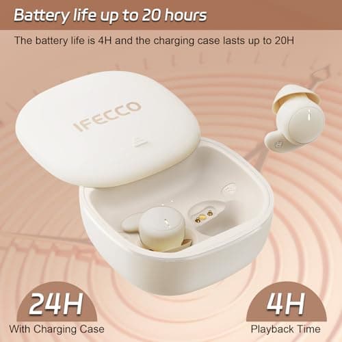 IFECCO Sleep Earbuds Bluetooth 6.0 - Sleep Headphones for Side Sleepers,Comfortable and Noise Blocking,IPX6 Waterproof Wireless Earbuds for Sleeping - Thumbnail 5