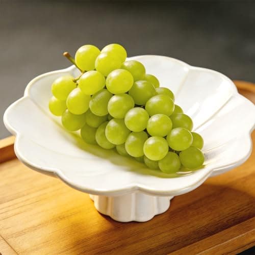 ISTOOLL Ceramic Fruit Bowl, 8 Inch White Decorative Bowl for Home Or Table Decor, Pedestal Design, for Kitchen Counter, Bread Candy Snacks Organizer, Seasonal Centerpieces - Thumbnail 2