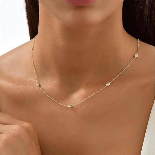 BAYLAY Gold Necklace for Women - 18K Gold Plated Zicon Gold Chain Dainty Gold Necklace for Women Gold Jewelry Gifts Size 18 inch - Thumbnail 4