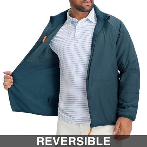 M MAELREG Reversible Fleece Lined Jacket Men Zip Up Warm Golf Jackets Fall Winter Casual Insulated Coats Clothes - Thumbnail 3