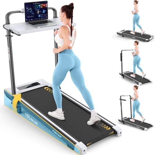 FUNMILY Upgrade Walking Pad Treadmill with 12% Incline & Handle Bar, 3.5HP Foldable Treadmills for Home Small, Under Desk Compact Walking Pad 400+lb Capacity, Shock Absorption