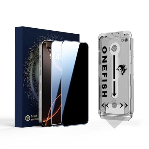 OneFish Privacy Screen Protector for iPhone 15 Pro Max, Full Edge Coverage 6.7" 15 Pro Max, Bubble Free, Easy Installation, Auto Dust-Elimination, 2 Pack