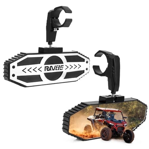 RKV86 UTV Rear View Mirror, Adjustable SXS Center Rearview Mirror, Universal Fit for 1.6"-2" Roll Bar Cage, Compatible with Polaris RZR, Pioneer, Talon, Can Am X3, Kawasaki, CFMOTO (Silver)