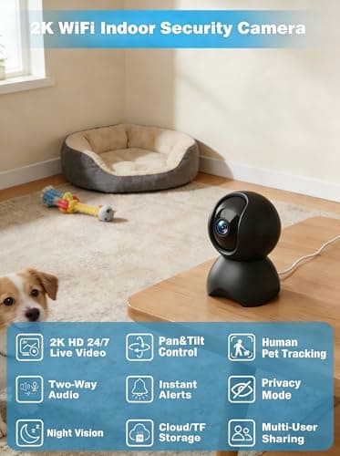 YYSY 2K 5G Indoor Security Camera for Home, No Subscription AI Baby Monitor with Phone App & Crying Detection, 360° Pan-Tilt WiFi Pet Camera, 2-Way Audio, Auto-Tracking, 24/7 SD Storage (2-Pack) - Thumbnail 2