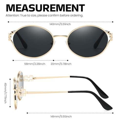 DreamCalf Retro Sunglasses for Women Classic Round Designer Sun Glasses UV400 Protection Shades - Thumbnail 4