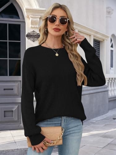 Womens Sweaters Early Fall Fashion Clothing 2025 Long Sleeve Shirts Cowboy Chic Sweatshirts Chocolate Clothes Casual Plus Size Blouses Christmas Tops Trendy School Outfits for Teachers Black X-Large - Thumbnail 6