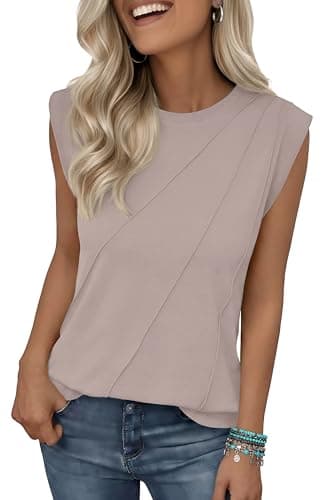JINKESI Cap Sleeve Tops for Women Summer Top Casual Basic Tee Shirts Loose Tank Tops 2026 Vacation Outfits Gray-L - Image 1