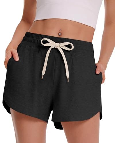 CAMPSNAIL Athletic Shorts for Women - Workout Casual High Waisted Black Sweat Shorts Comfy for Running Gym Lounge Summer - Image 1