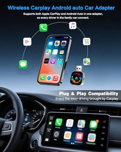 Jasput Carplay Wireless Adapter, 2026 Upgrade Mini Carplay for Apple iPhone & Android Auto Wireless Adapter, for Cars with Built-in Wired Apple Carplay Play and Plug, Stable Control & No Delay - Thumbnail 4