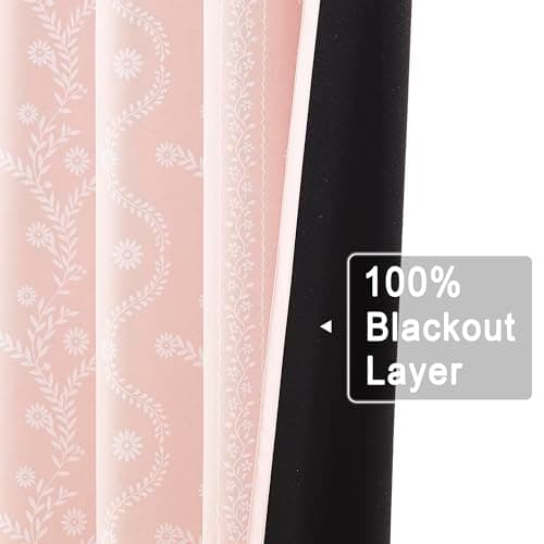 Blackout Cafe Curtains 45 Inch Length Boho Curtains Pink Farmhouse Curtain for Small Window - Thumbnail 2