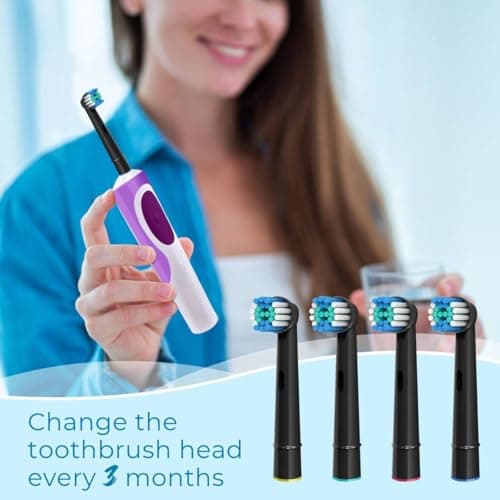 Replacement Toothbrush Heads, Compatible with Oral B Braun, 16 Pcs Professional Electric Brush Heads for Oral B Braun Replacement Heads Refill, Black - Thumbnail 3