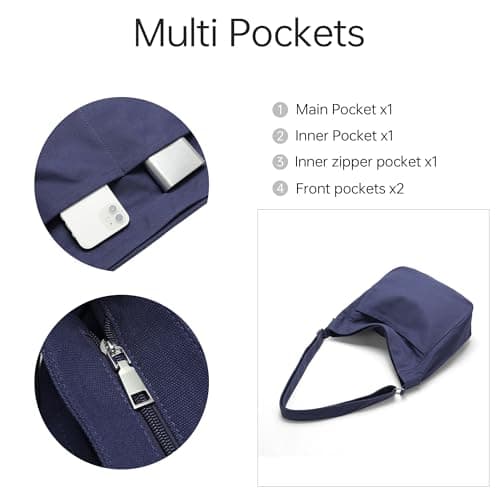 GEMIU Large Hobo Tote Bags Messenger Canvas Crossbody Bag for Women Ladies with Zipper and Muti-Pockets Blue - Thumbnail 5