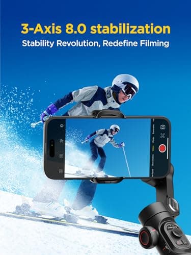 AOCHUAN Gimbal Stabilizer for iPhone Gimbal, Smartphone w/Focus Wheel Face/Object Tracking for iPhone 17 16 15 Pro Max/Android Foldable 3-Axis Handheld Phone Stabilizer for Video Recording -Smart XE - Thumbnail 2