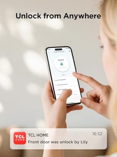 TCL Wi-Fi Smart Lock D2, Keyless Entry WiFi Door Lock with Key Fob, Built-in Doorbell, Touchscreen Keypad, App Remote Control, Easy Installation, No Bridge Required, IP54 Waterproof (Dark Grey) - Thumbnail 2